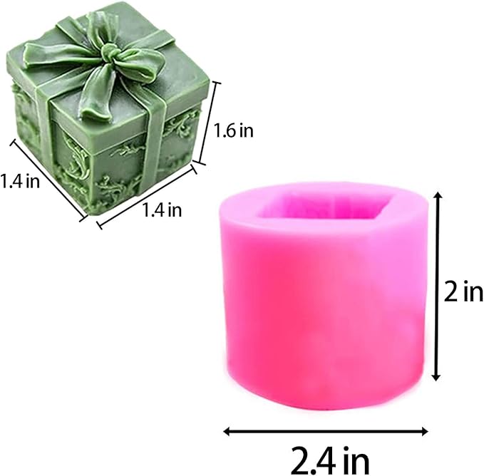 Candle Soap Silicone Mold Wick - Gift Box, DIY Handmade Candles Melt Molds for Fondant Cake Wax Melt Moulds, Christmas Cake Candy Mould, Christmas Party Gifts Decoration for Oven Cupcake