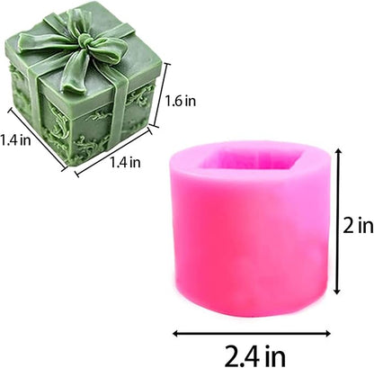 Candle Soap Silicone Mold Wick - Gift Box, DIY Handmade Candles Melt Molds for Fondant Cake Wax Melt Moulds, Christmas Cake Candy Mould, Christmas Party Gifts Decoration for Oven Cupcake