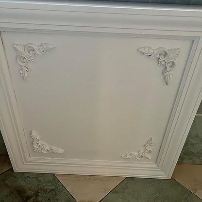 4PCS Corner Wooden Carving Decal Unpainted Wood Appliques Onlays DIY Wood Carved Furniture Appliques Onlays for Wall Bed Door Wardrobe Cabinet Furniture Decoration(08,12x12cm/4.72x4.72inch)