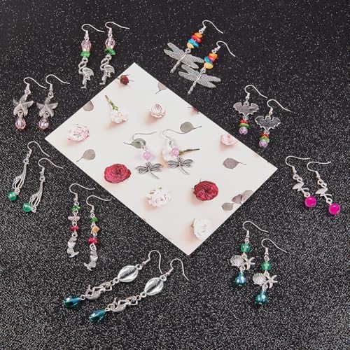 SUNNYCLUE 1 Box DIY 10 Pairs Starfish Mermaid Dragonfly Dangle Earring Making Kit Jewelry Making Supplies Beading Starter Kits for Beginner Adults Fish Hook Silver, Instruction - Image 5