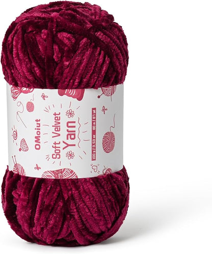 100g Fluffy Velvet Chenille Yarn for Crocheting and Knitting, 80m (87.5yd) Baby Yarn for Crocheting Soft, Crochet Chunky Yarns Amigurumi Yarns (Burgundy)