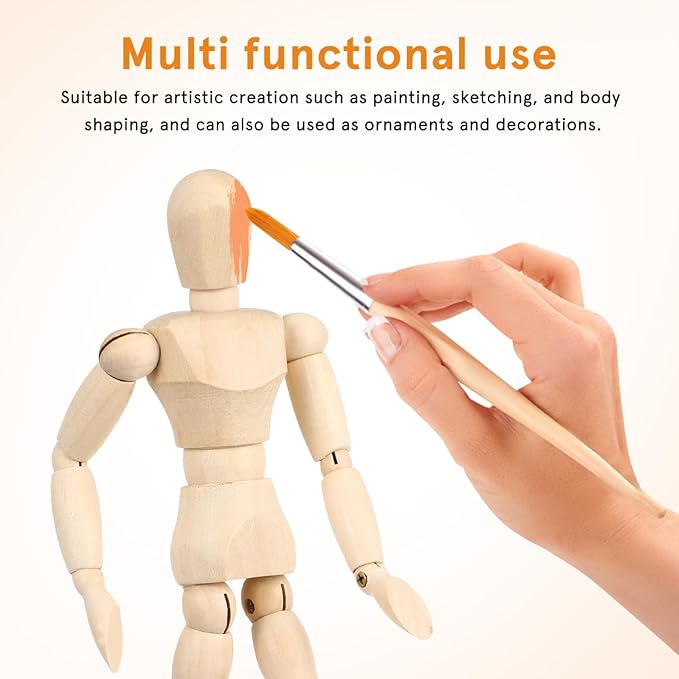 KALLORY Artists Wooden Manikin Flexible Body Joints Human Figure Puppet Model Wood Male Mannequin Doll Ornament Stand for Home Office Desk Decoration Sketching Drawing Painting Supplies
