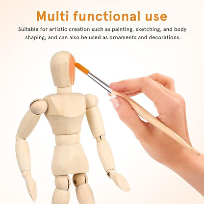 KALLORY Artists Wooden Manikin Flexible Body Joints Human Figure Puppet Model Wood Male Mannequin Doll Ornament Stand for Home Office Desk Decoration Sketching Drawing Painting Supplies