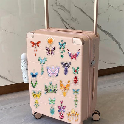 50Pcs Gem Butterfly Scrapbook Stickers – Crystal Butterfly Clear Stickers for Journaling, Scrapbooking, Laptop, Art Crafts