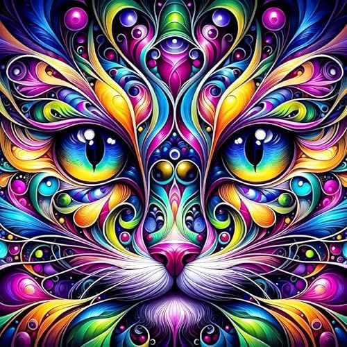 Animal Cat Paint by Numbers Kit for Adults Framed Canvas, Frameworkless ﻿ by FairylandJinWenn
