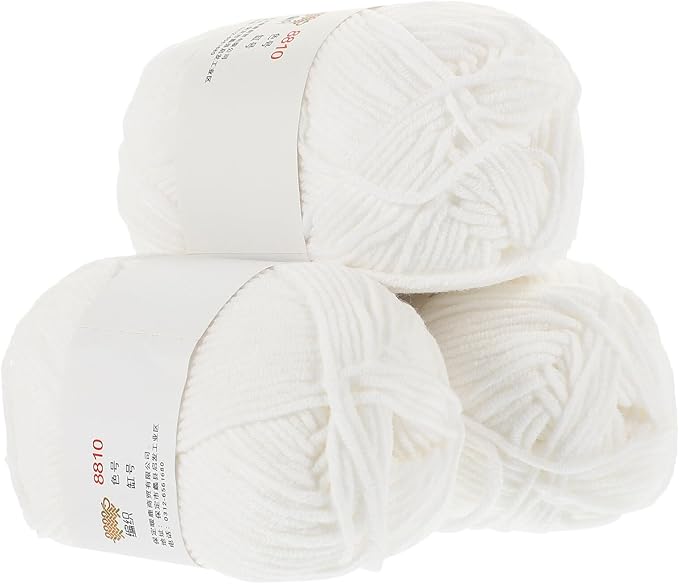 3 Rolls Crochet Cotton Yarn Bundle for DIY Knitting and Crocheting Soft Flexible Cotton Thread for Crafting Sweaters Hats Scarves Skin-Friendly Each