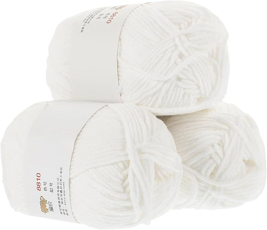 3 Rolls Crochet Cotton Yarn Bundle for DIY Knitting and Crocheting Soft Flexible Cotton Thread for Crafting Sweaters Hats Scarves Skin-Friendly Each