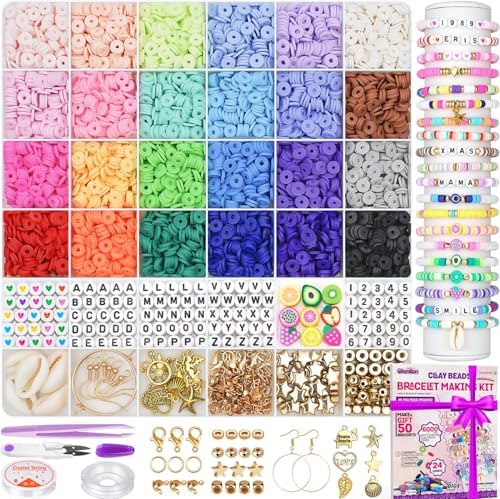 Gionlion 6000 Clay Beads Friendship Bracelet Making Kit, 24 Colors by Gionlion