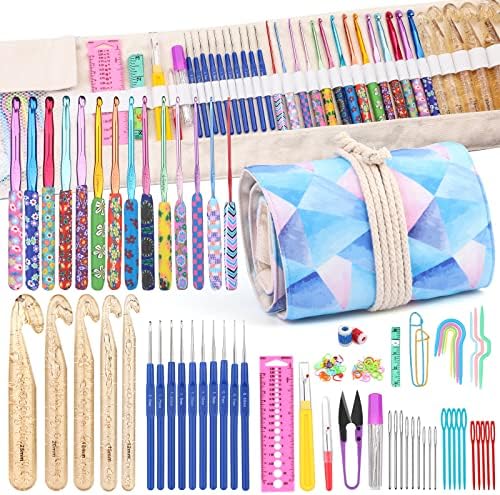 Zlulary 116 PCS Crochet Hooks Sets, Ergonomic Crochet Needles by Zlulary