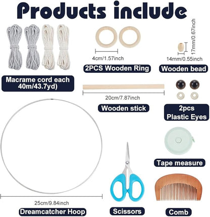 FREEBLOSS Macrame Owl Kit for Beginners Macrame Owl Wall Hanging Light Grey DIY Macrame Kit with Video Tutorial Macrame Hanging Decor for Adults Gift