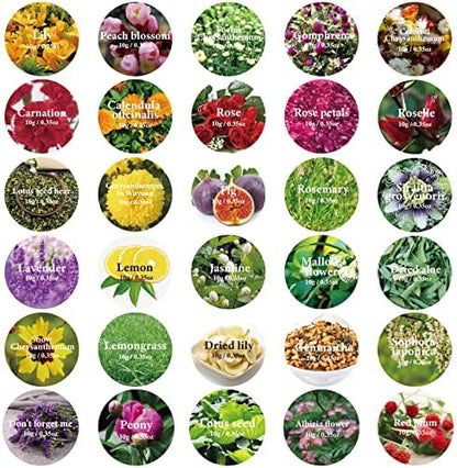 30 Bags Dried Flowers,100% Natural Dried Flowers Herbs Kit for Soap Making, DIY Candle Making,Bath - Include Rose Petals,Lavender,Don't Forget Me,Lilium,Jasmine,Rosebudsand More - Image 2