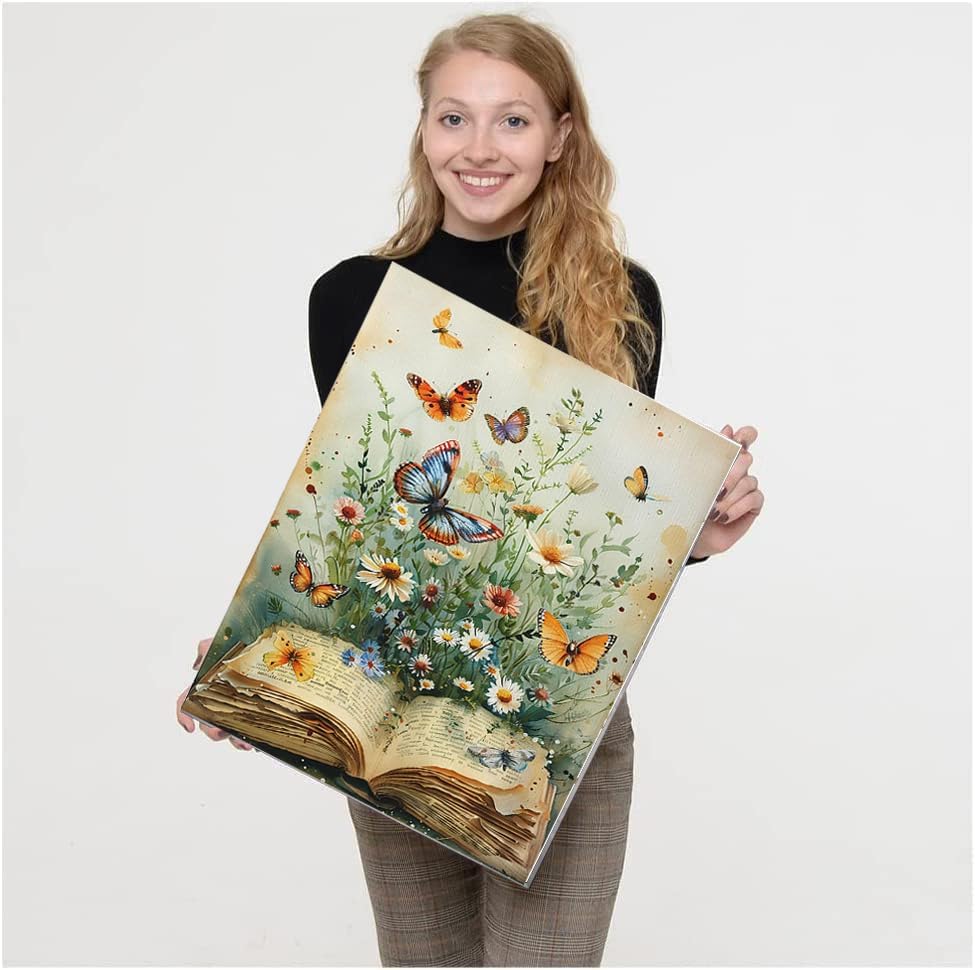 TCDZMYGS Book Paint by Numbers Kit for Adults Beginner,Daisy Butterfly Adult Paint by Number Kits on Canvas with Frame,DIY Acrylic Oil Painting by Numbers Kits for Home Wall Decor 10x12 inch - Image 4