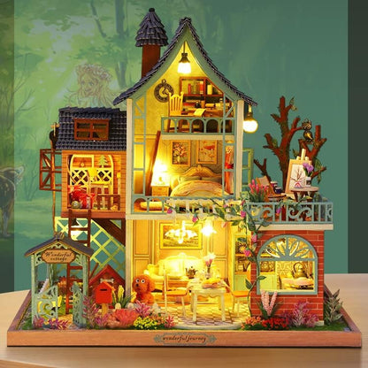 GuDoQi DIY Miniature Dollhouse Kit, Tiny House kit with Music, Miniature House Kit 1:24 Scale, Great Handmade Crafts Gift for Birthday Christmas Day, Jungle Resort - Image 5