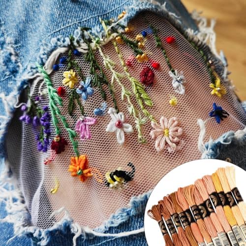 105 Yards 12 Skeins Gradient 6 Strands Earth Color Friendship Bracelet Threads String Polyester Variegated Embroidery Floss Cross Stitch Thread Assorted Bulk for Hand Sewing Making Supply - Image 6