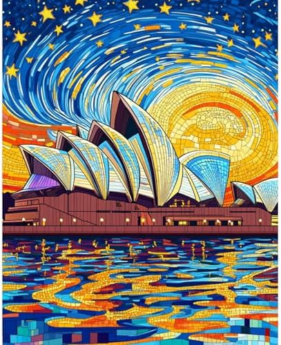 Sydney Opera House Paint by Numbers Kit for Adults Beginner Starry Night Oil Painting Kit Adult Paint by Number Kits on Canvas DIY Painting for Beginners Art by Numbers for Gifts Wall Decor 16x20 Inch by Unknown