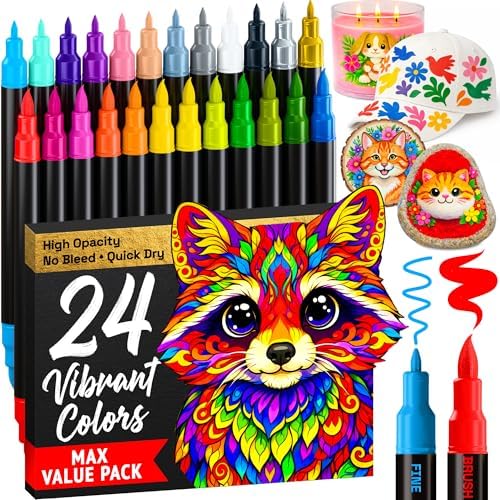 ARTISTRO 24 Dual-Tip Acrylic Paint Marker Pens for Drawing by ARTISTRO