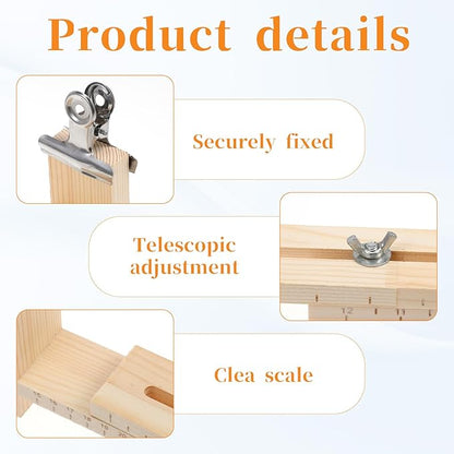 Xthrotsenk 23 PCS Bracelet Maker Making Kit, 1 Pcs Adjustable Wood Bracelet Jig with Scale, 20 Roll Thick 1.5mm DIY Nylon String and 2 Clamps, Wooden Bracelets Jig Kit for Braiding Bracelets