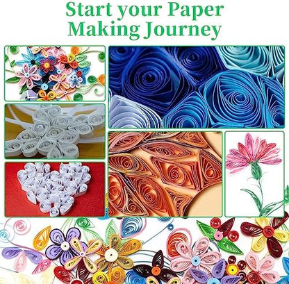 Bewudy 8 Pcs Paper Quilling Tools Slotted Kit, Assorted Sizes Rolling Curling Quilling Needle Pen, Geometry Ruler, Art Craft DIY Paper Card Making Project Tools Multifunction Slotted Quilling Tool Set - Image 6