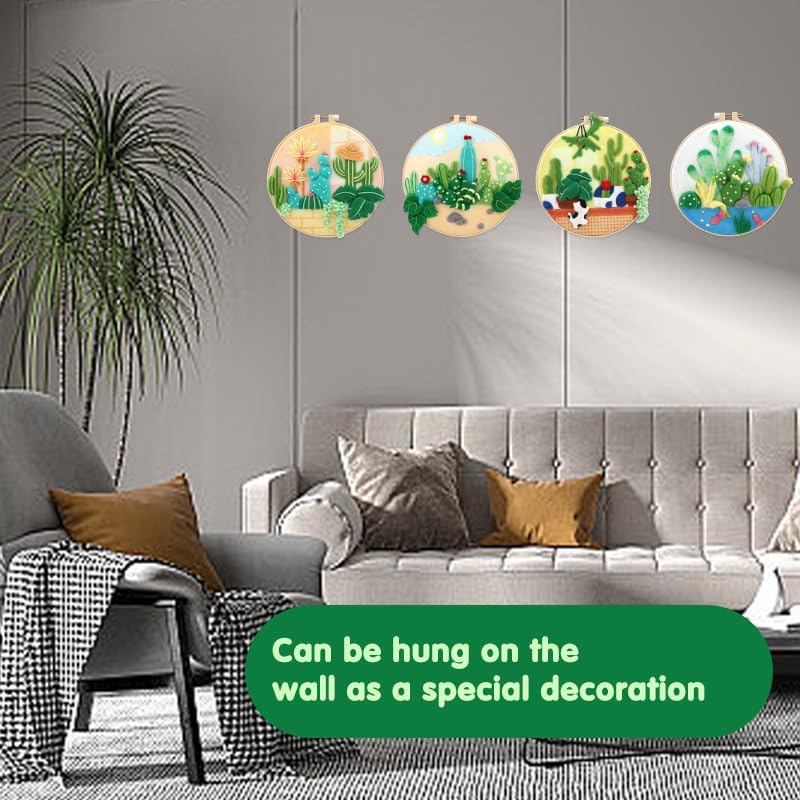 Wonafa DIY Wool Needle Felt Starter Kit, Beginner Needle Felt Kit with Wool Felt Bag, Felts Needles, Photo Frame, Foam Mat, Felts Cloth and Instructions for Home Decor, Art Crafts (Style 5) - Image 6
