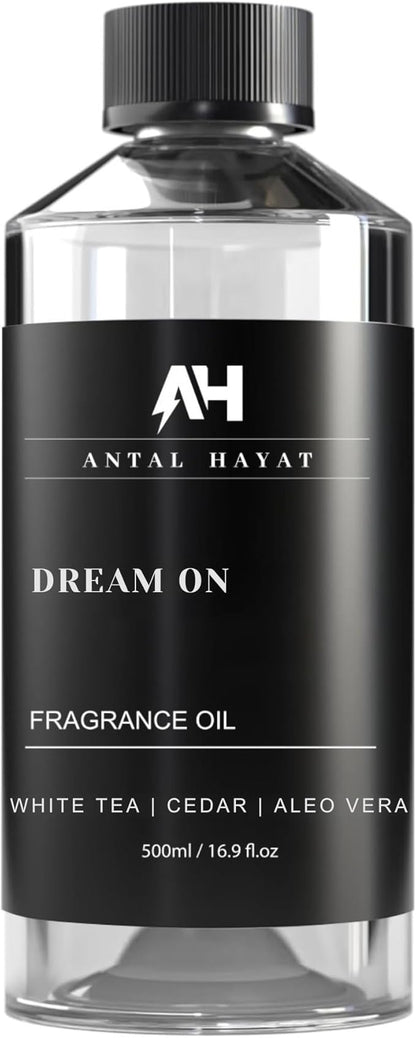 Antal Hayat Dream on Essential Oil Scent 500mL - Luxury Home Aromatherapy Diffuser Oil - Formulated with Hints of Bright White Tea, Sweet Vanilla, & Earthy Cedar - Inspired by One Hotel Miami Beach