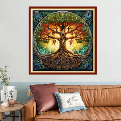 Joyhoor Stamped Cross Stitch Kits for Beginners, Needlepoint Kits for Adults, 11CT Counted Embroidery Kits-Magic Tree 18x18 inchs - Image 2