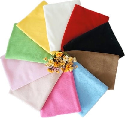 RayLineDo® 10PCS 50 * 50cm Solid Color Knitted Polar Fleece Fabric Anti Pill Fabric Patchwork Polyester Plush Fleece Cloth for DIY Sewing Handmade Dolls