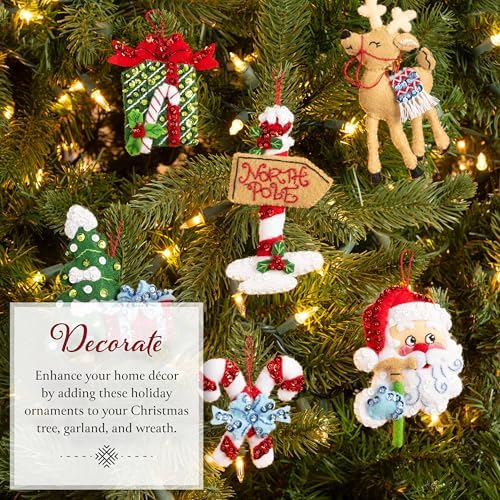 Bucilla, Felt Applique 6 Piece Ornament Making Kit, North Pole This Way, Perfect for DIY Arts and Crafts - Image 4