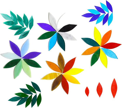 1.1x2.5 cm Glass Mosaics Pieces Stained Glass, Assorted Colors and Petal Leaves Shapes, 80pcs/100g (Fleshcolor)