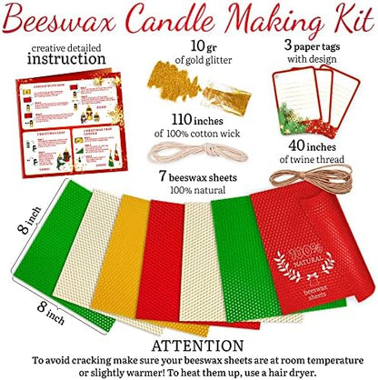 Christmas Candle Rolling Kit - Beeswax Candle Making Kit for Kids & Adults (Christmas, Hanukkah, Kwanzaa) - DIY Winter Candles Craft Project - Image 2
