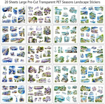 Summer Landscape PET Sticker Book, Diecut Stickers for Journaling - Image 4