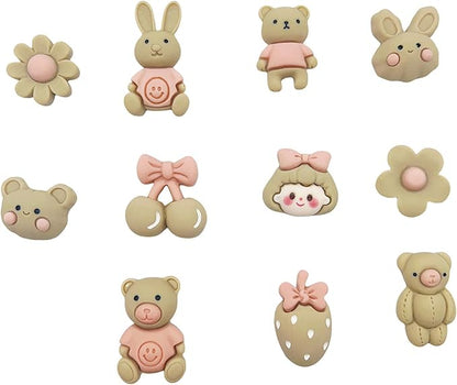 50 Pcs Flatback Cute Resin Slime Charms Bulk for Crafts, Flat Back Mixed Charms for Slime, Slime Charm Bulk for DIY Art Craft Making Kit (Burgundy Blue Khaki)