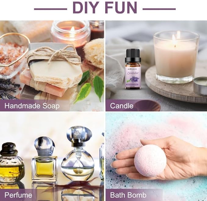 Sedbuwza Rose Lavender Essential Oil Set, Rose Fragrance Oil Lavender Scent Oil Set for Diffuser, Aromatherapy, Massage, Soap, Candle Making 2 x 10 ml