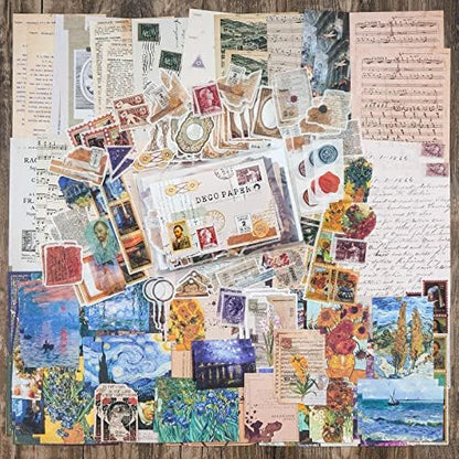 Knaid Vintage Scrapbook Supplies Pack (200 Pieces) for Junk Journal Bullet Journals Planners Aesthetic Paper Stickers Craft Kits Cottagecore Collage Album (Artistic) - Image 3