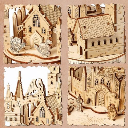 3D Wooden Puzzles for Adults, DIY Magic Castle Model Building Kit w/Music - Image 4