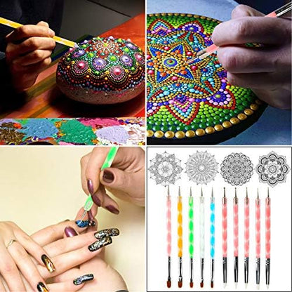 Augshy 58PCS Mandala Dotting Tools Set with a Blue Zipper Waterproof Storage Bag for Painting Rocks - Image 5