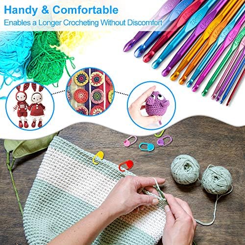 Vodiye 14 Sizes Crochet Hooks Set, 2.0-10.0mm, Metal Crochet Needles - Image 2