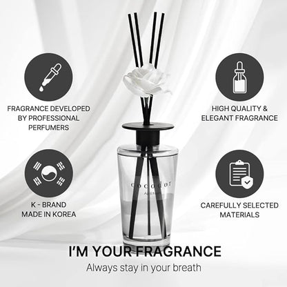 COCODOR White Flower Reed Diffuser / Garden Lavender / 1 Pack / Home & Office Decor Aromatherapy Diffuser Oil Gift Set / Large Size, Large Capacity, Big Size Diffuser, Black Edition/16.9Ounce(500 ml)