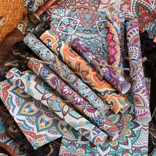 160 Sheets Boho Mandala Scrapbook Paper Set, Journaling Scrapbooking Supplies Craft Decoupage Papers Kit, Ephemera for Junk Journal Bullet Journals Well Posters Room Decor for Card Making Gift - Image 5
