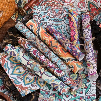 160 Sheets Boho Mandala Scrapbook Paper Set, Journaling Scrapbooking Supplies Craft Decoupage Papers Kit, Ephemera for Junk Journal Bullet Journals Well Posters Room Decor for Card Making Gift - Image 5