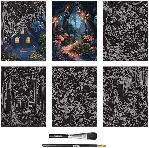 Brea Reese Magical Forest Scratch Art Paper Pad, 6 Metallic Craft Pages - Image 3
