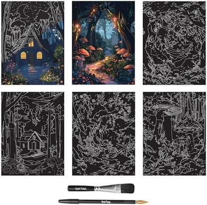 Brea Reese Magical Forest Scratch Art Paper Pad, 6 Metallic Craft Pages - Image 3