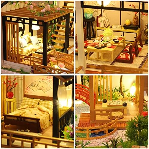 GuDoQi DIY Miniature Dollhouse Kit, Tiny House kit with Furniture, Miniature House Kit 1:24 Scale, Great Handmade Crafts Gift for Birthday Christmas Day, Villa with Courtyard - Image 4