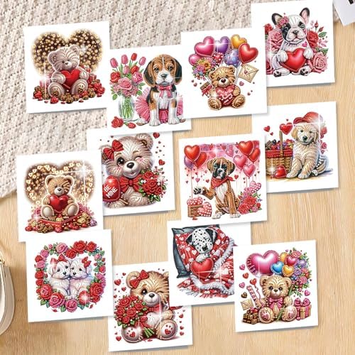12Pcs Diamond Art Greeting Cards Kit with Envelopes Valentine - Image 4