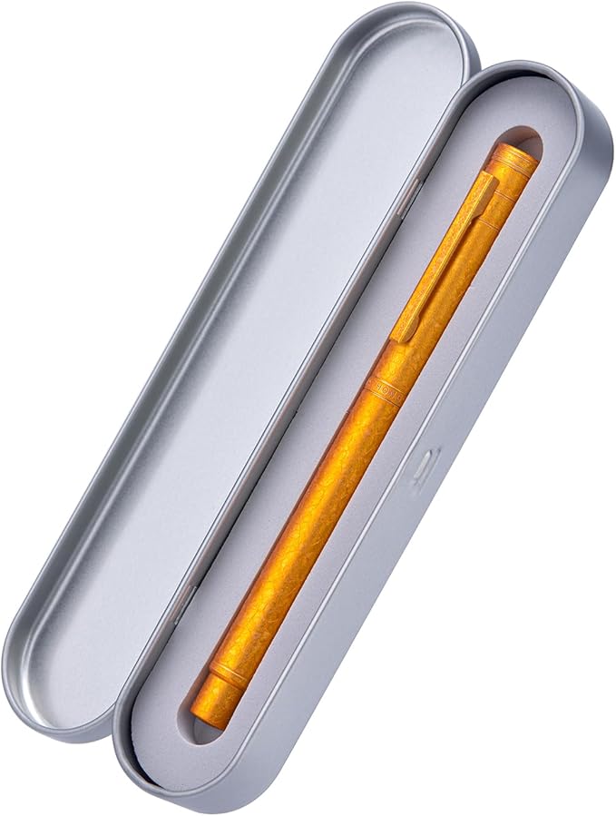 Hongdian 1851 Forest Fountain Pen Golden Ice Flowers, Medium Nib Classic Design with Converter and Metal Pen Case