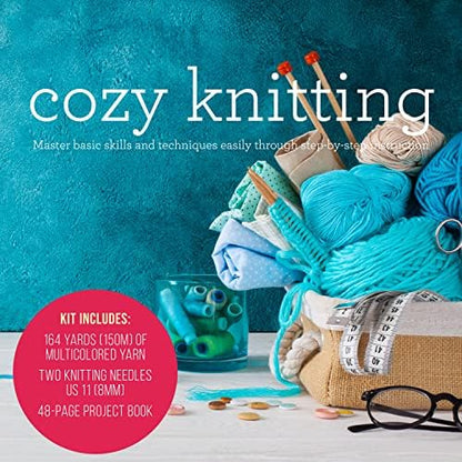 Cozy Knitting: Master basic skills and techniques easily through step-by-step instruction - Kit includes: 164 Yards (150m) of Multicolored Yarn, Two Knitting Needles US 11(8mm), 48-page Project Book by Unknown