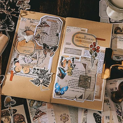 Retro Scrapbook Supplies Kit, 200 Mixed Natural Color Paper and Stickers - Image 7