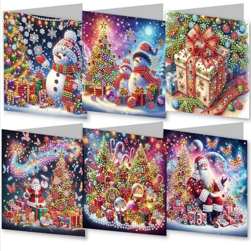 Christmas DIY Diamond Greeting Cards Set, 5D DIY Diamond Art Painting Christmas Style Greeting Card, DIY Christmas Card Making Kits for Family Friends Handmade Gift-#15-Christmas by Unknown