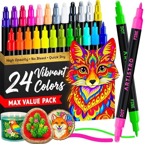 ARTISTRO Dual-Tip Acrylic Paint Marker Pens - Set of 24 by ARTISTRO