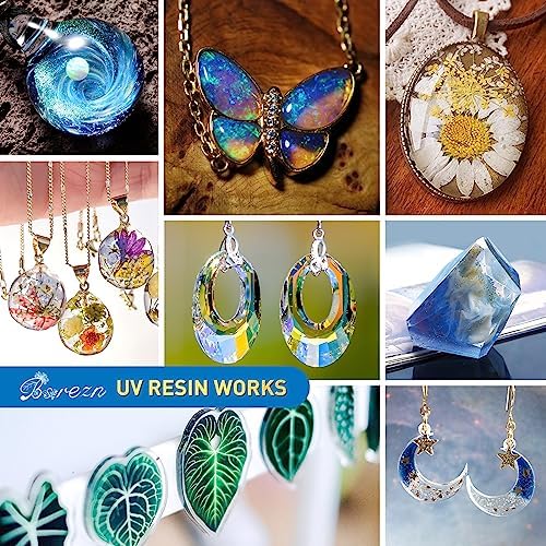 Bsrezn 2000g UV Resin Hard with Mica Powders of 12 Colors and 8 Wooden Sticks for Jewelry Making (1000g x 2) - Image 6