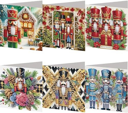 jinglinhh 6pcs Diamond Art Painting Christmas Nutcracker Snowy House Greeting Cards with Envelopes, DIY Card Making Kits for Adults, Diamond Art Postcards Christmas Cards Craft Gifts by Unknown